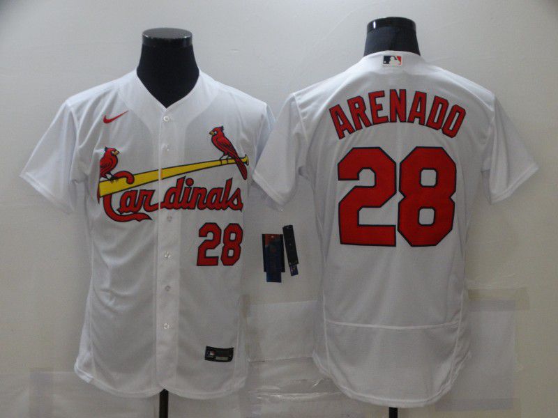 St. Louis Cardinals #28 Nolan Arenado White Stitched Flex Base Jersey