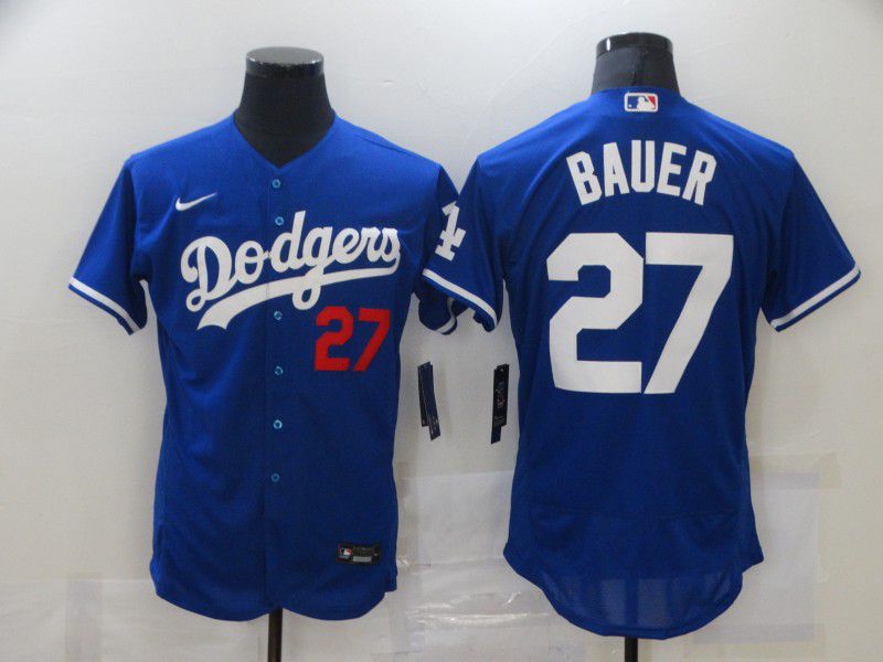 Los Angeles Dodgers #27 Trevor Bauer Blue Stitched Flex Base Jersey