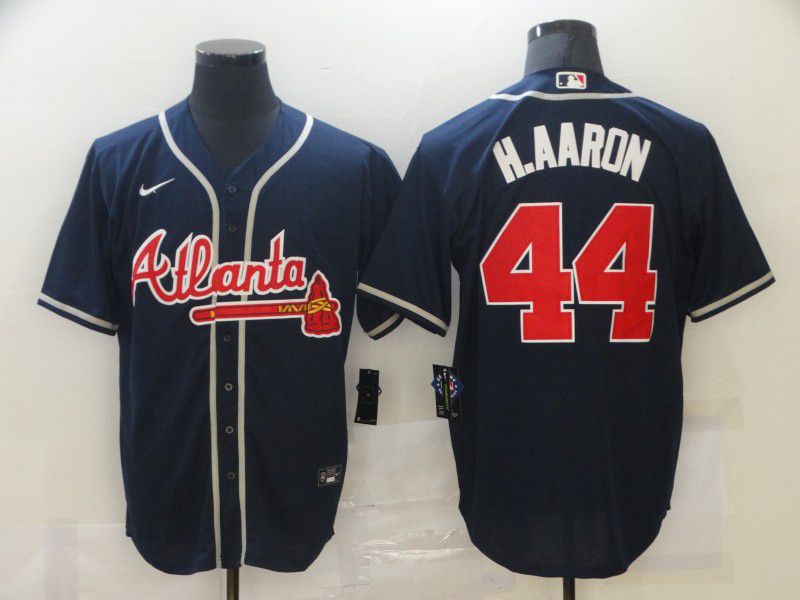 Atlanta Braves #44 Hank Aaron Navy Blue Stitched Cool Base Jersey