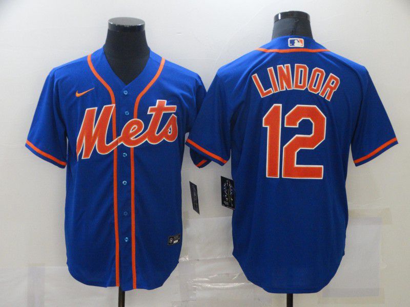 New York Mets #12 Francisco Lindor Blue Stitched Cool Base Jersey New York Mets #12 Francisco Lindor Blue Stitched Cool Base Jersey