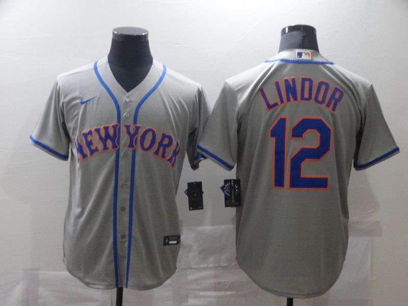 New York Mets #12 Francisco Lindor Gray Stitched Cool Base Jersey New York Mets #12 Francisco Lindor Gray Stitched Cool Base Jersey