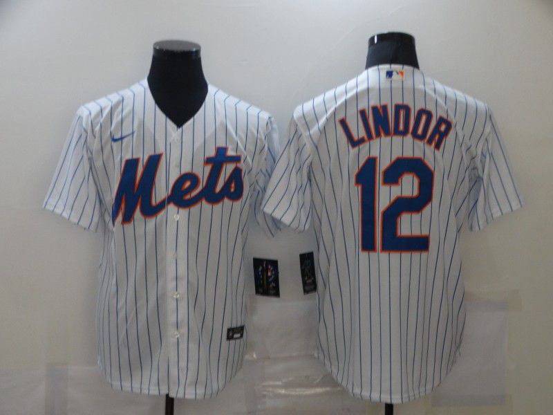 New York Mets #12 Francisco Lindor White Stitched Cool Base Jersey New York Mets #12 Francisco Lindor White Stitched Cool Base Jersey