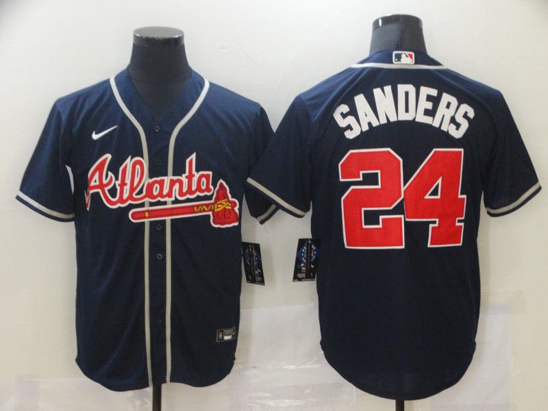 Atlanta Braves #24 Sanders Blue Game Jerseys Atlanta Braves #24 Sanders Blue Game Jerseys