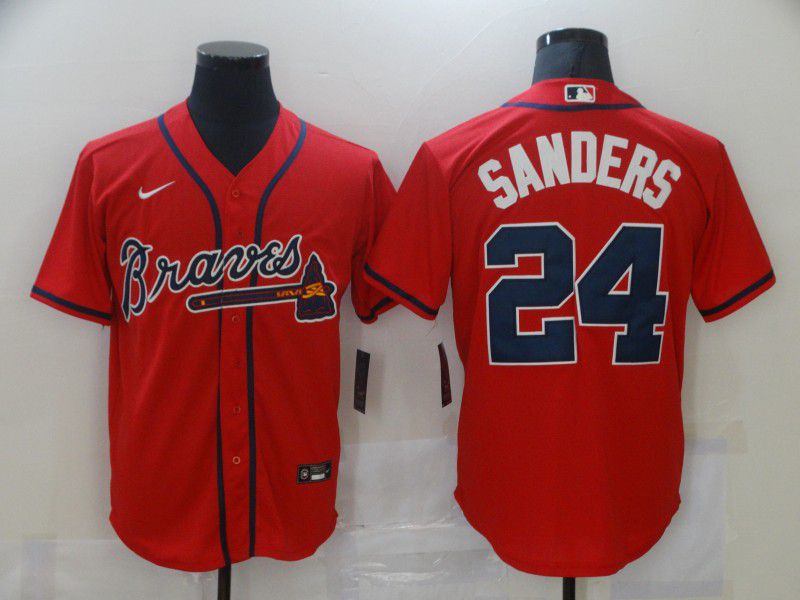 Atlanta Braves #24 Sanders Red Game Jerseys Atlanta Braves #24 Sanders Red Game Jerseys
