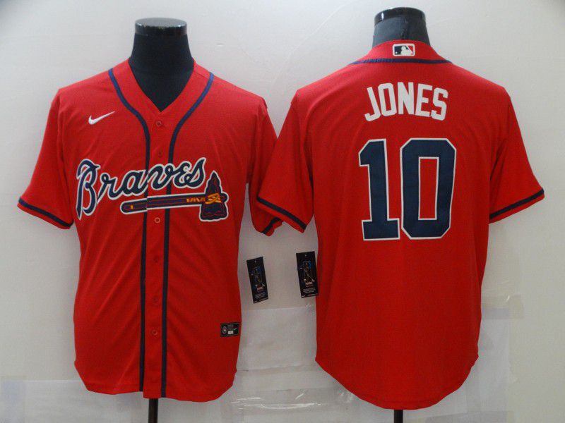 Atlanta Braves #10 Chipper Jones Red Stitched Cool Base Jersey