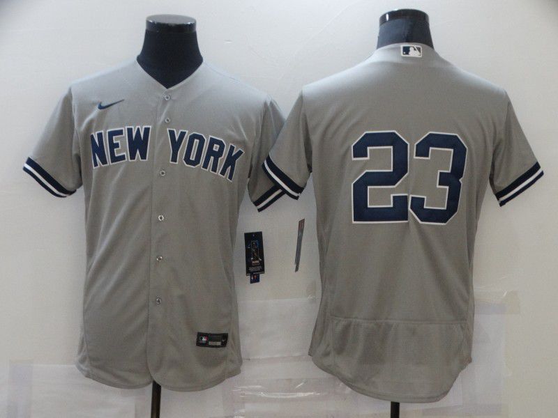 New York Yankees #23 Don Mattingly Gray No Name Stitched Flex Base Jersey
