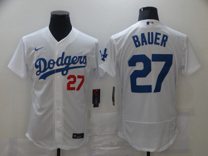 Youth Los Angeles Dodgers #27 Trevor Bauer White Stitched Flex Base Jersey