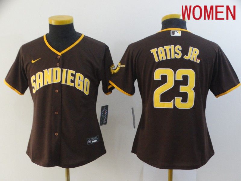 Women's San Diego Padres 23 Tatis jr brown Game 2021 Jersey