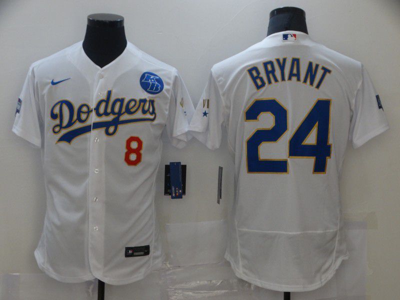 Los Angeles Dodgers 24 Bryant Champion of white gold and blue characters Elite 2021 Jersey