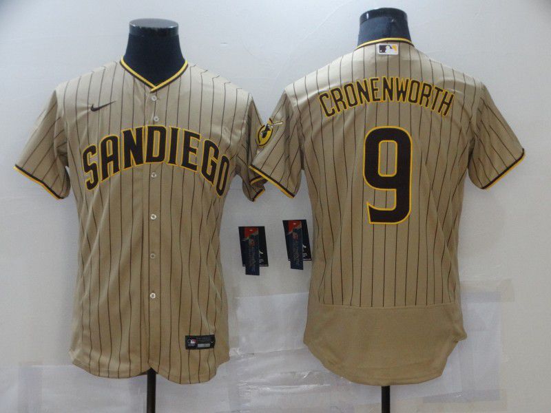 San Diego Padres 9 Cronenworth brown stripe Elite 2021 Jersey