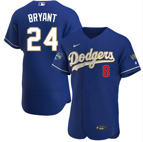 Los Angeles Dodgers Front #8 Back #24 Kobe Bryant Royal Blue Championship Sttiched Jersey Los Angeles Dodgers Front #8 Back #24 Kobe Bryant Royal Blue Championship Sttiched Jersey