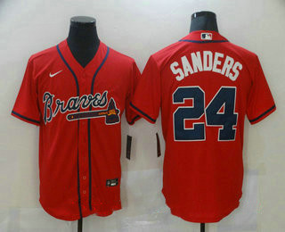 Atlanta Braves #24 Deion Sanders Red Stitched Cool Base Jersey Atlanta Braves #24 Deion Sanders Red Stitched Cool Base Jersey