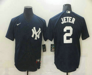 New York Yankees #2 Derek Jeter Navy Blue Stitched Cool Base Jersey