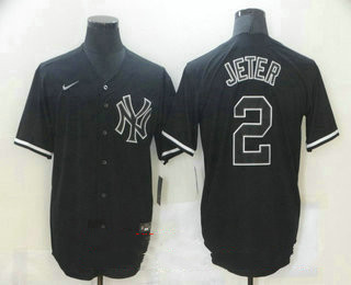 New York Yankees #2 Derek Jeter Black Fashion Stitched Cool Base Jersey