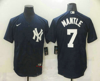 New York Yankees #7 Mickey Mantle Navy Blue Stitched Cool Base Jersey