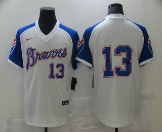 Atlanta Braves #13 Ronald Acuna Jr. White Stitched Throwback Jersey
