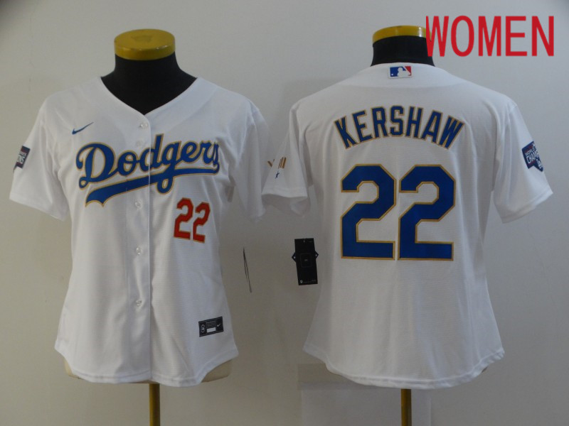 Women's Los Angeles Dodgers 22 Kershaw White Game 2021 Jersey Women's Los Angeles Dodgers 22 Kershaw White Game 2021 Jersey
