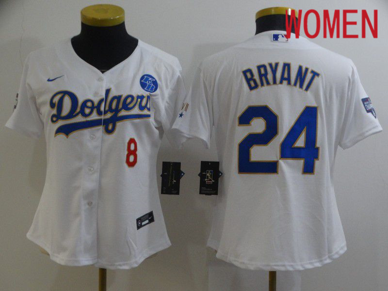 Women's Los Angeles Dodgers 24 Bryant White Game 2021 Jersey Women's Los Angeles Dodgers 24 Bryant White Game 2021 Jersey