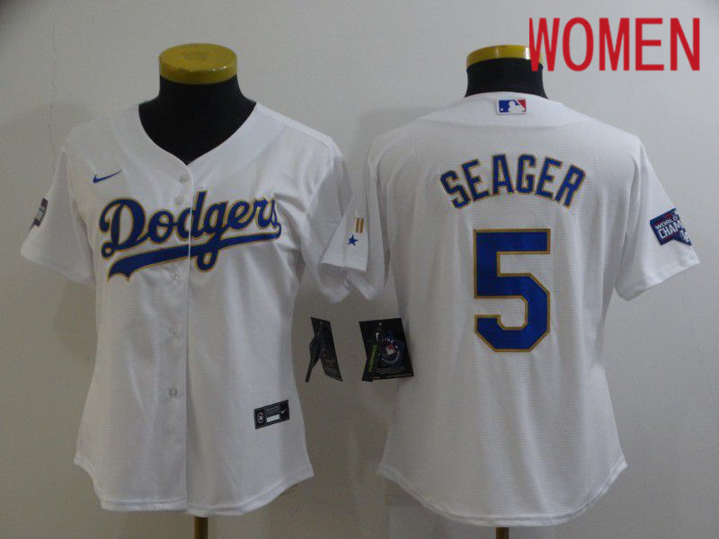 Women's Los Angeles Dodgers 5 Seager White Game 2021 Jersey Women's Los Angeles Dodgers 5 Seager White Game 2021 Jersey