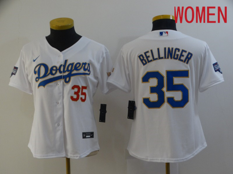 Women's Los Angeles Dodgers 35 Bellinger White Game 2021 Jersey Women's Los Angeles Dodgers 35 Bellinger White Game 2021 Jersey