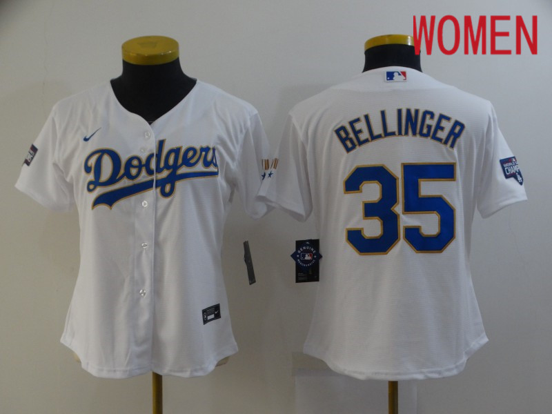 Women's Los Angeles Dodgers 35 Bellinger White Game 2021 Jerseys Women's Los Angeles Dodgers 35 Bellinger White Game 2021 Jerseys