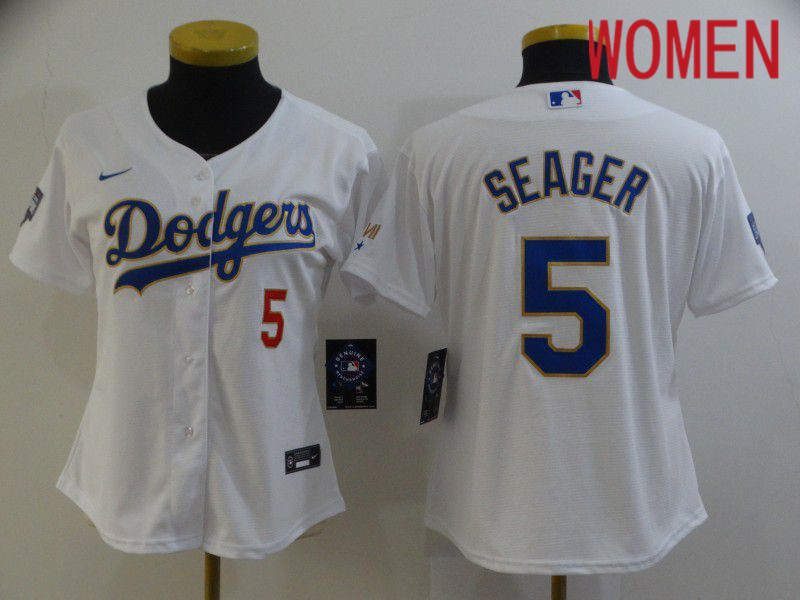 Women's Los Angeles Dodgers 5 Seager White Game 2021 Jerseys Women's Los Angeles Dodgers 5 Seager White Game 2021 Jerseys