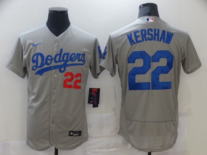 Los Angeles Dodgers 22 Kershaw Gray Elite 2021 Jersey