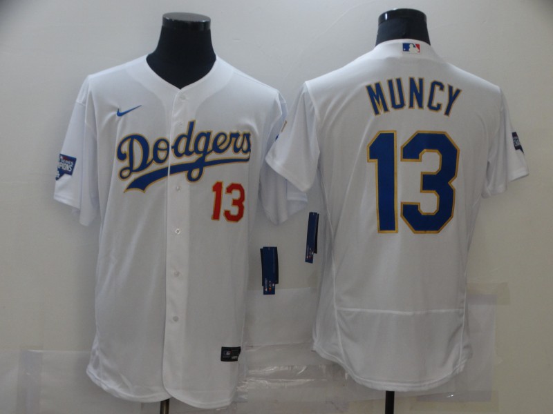 Los Angeles Dodgers 13 Muncy White Elite 2021 Jersey Los Angeles Dodgers 13 Muncy White Elite 2021 Jersey