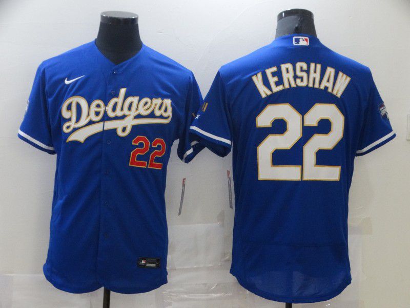 Los Angeles Dodgers 22 Kershaw Blue Elite 2021 Jersey