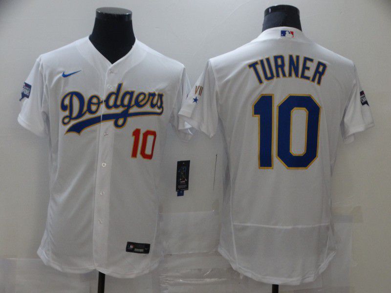 Los Angeles Dodgers 10 Turner White Elite 2021 Jersey Los Angeles Dodgers 10 Turner White Elite 2021 Jersey