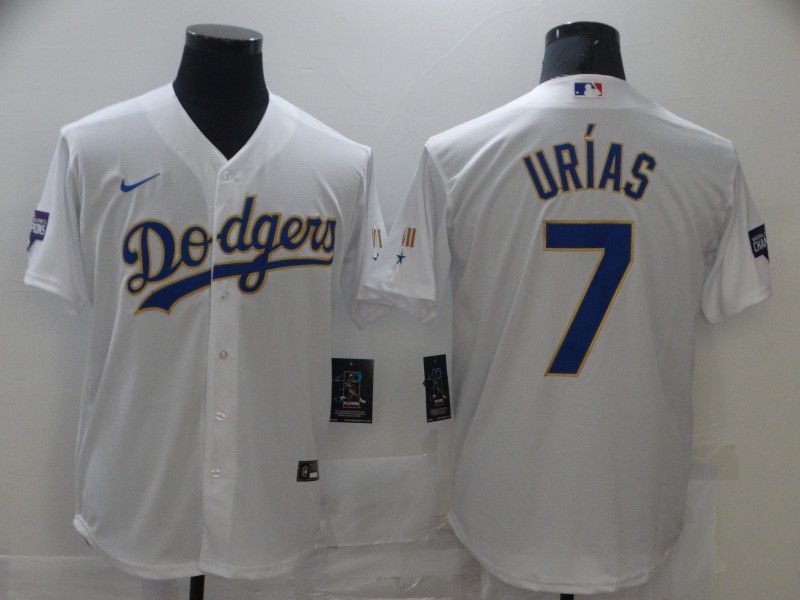 Los Angeles Dodgers 7 Urias White Game 2021 Jersey1 Los Angeles Dodgers 7 Urias White Game 2021 Jersey1