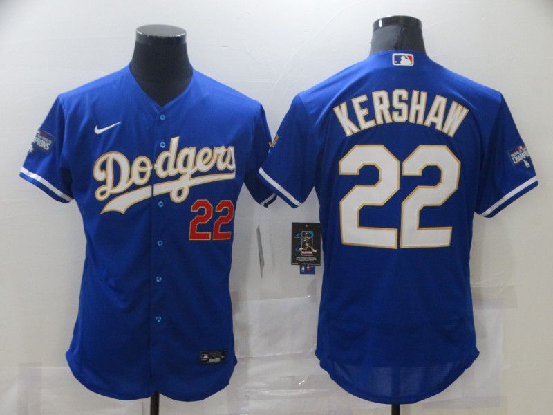 Los Angeles Dodgers 22 Kershaw Blue Elite 2021 Jerseys