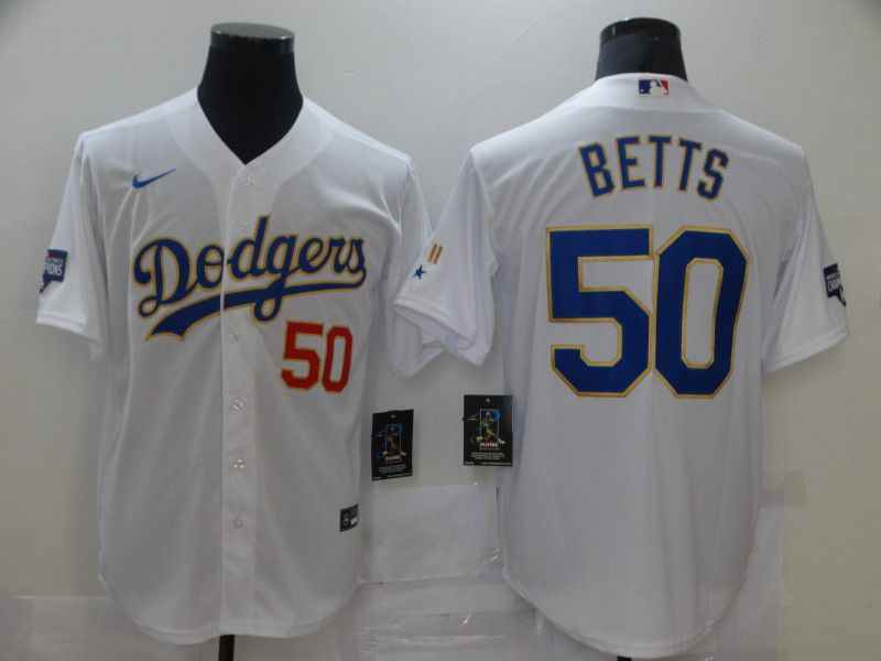 Los Angeles Dodgers 50 Betts White Game 2021 Jersey Los Angeles Dodgers 50 Betts White Game 2021 Jersey