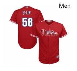 Philadelphia Phillies 56 Zach Eflin Replica Red Alternate Cool Base Baseball Jersey