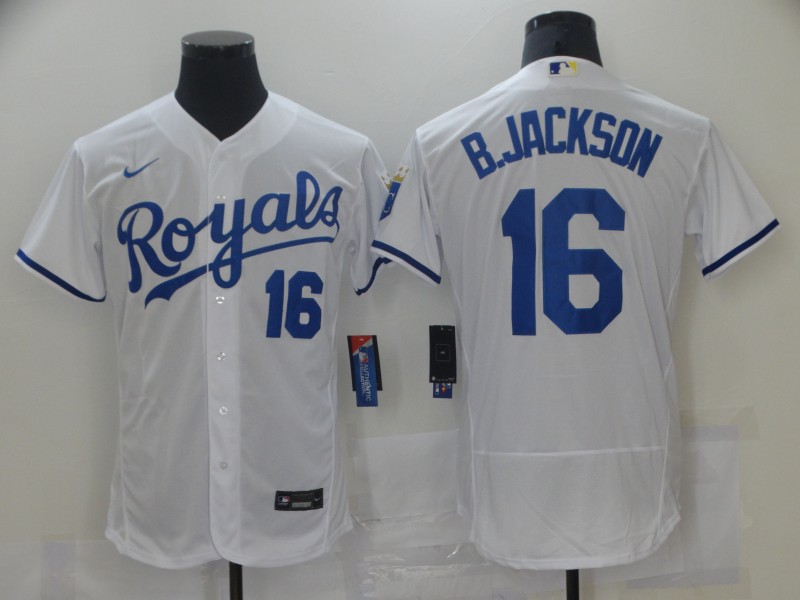 Kansas City Royals #16 Bo Jackson White Stitched Flex Base Jersey
