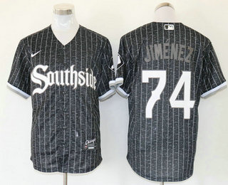 Chicago White Sox #74 Eloy Jimenez Black 2021 City Connect Stitched Cool Base Jersey