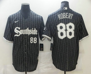 Chicago White Sox #88 Luis Robert Black With Small Number 2021 City Connect Stitched Cool Base Jersey