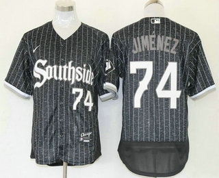 Chicago White Sox #74 Eloy Jimenez Black 2021 City Connect Stitched Flex Base Jersey