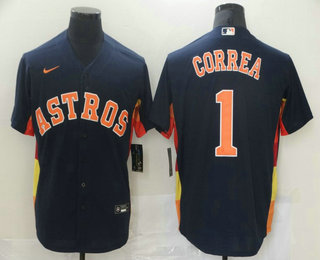 Houston Astros #1 Carlos Correa Navy Blue Stitched Cool Base Jersey Houston Astros #1 Carlos Correa Navy Blue Stitched Cool Base Jersey