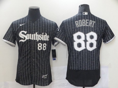 Chicago White Sox #88 Luis Robert Black 2021 City Connect Stitched Flex Base Jersey