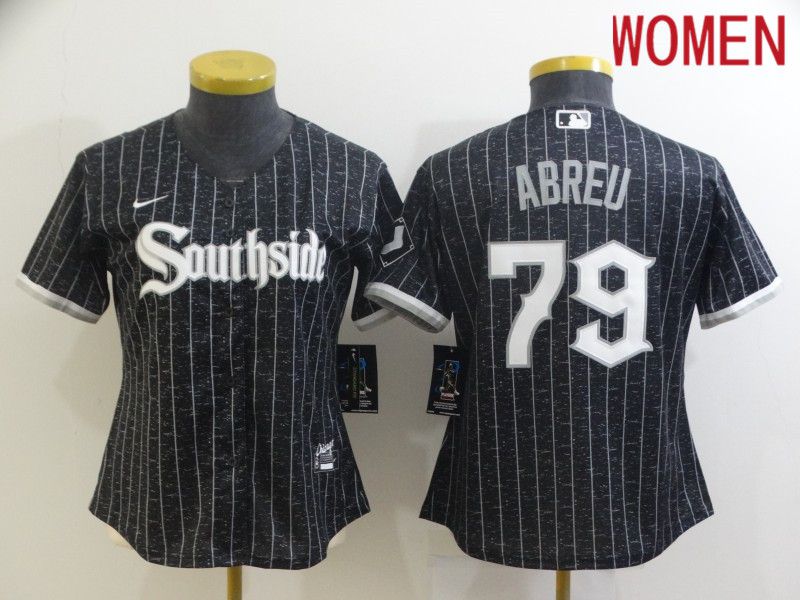Women's Chicago White Sox 79 Abreu City Edition Black Game 2021 Jersey Women's Chicago White Sox 79 Abreu City Edition Black Game 2021 Jersey