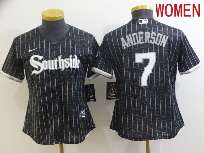 Women's Chicago White Sox 7 Anderson City Edition Black Game 2021 Jersey Women's Chicago White Sox 7 Anderson City Edition Black Game 2021 Jersey