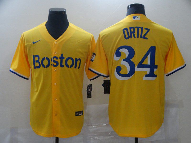 Boston Red Sox 34 Ortiz Yellow Game 2021 Jerseys