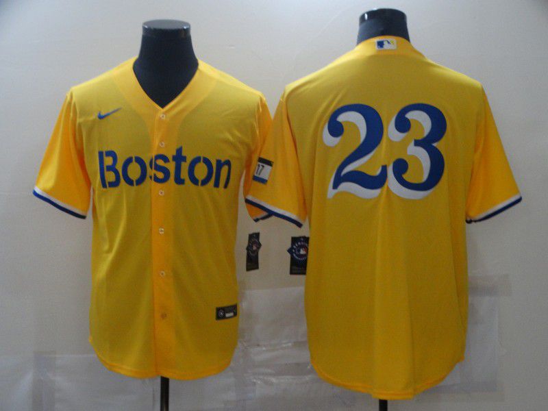 Boston Red Sox 23 No name Yellow Game 2021 Jerseys