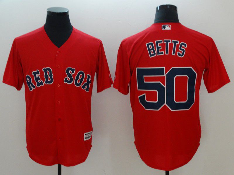 Boston Red Sox 50 Betts Red Game 2021 Jersey
