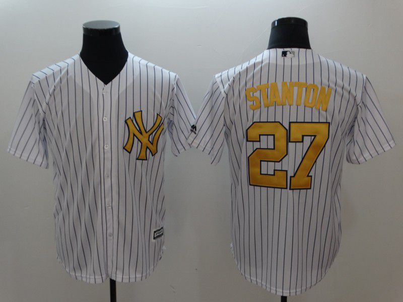 New York Yankees 27 Stanton White yellow Game 2021 Jersey New York Yankees 27 Stanton White yellow Game 2021 Jersey