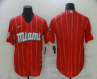 Miami Marlins Team Red 2021 City Connect Stitched Cool Base Jersey