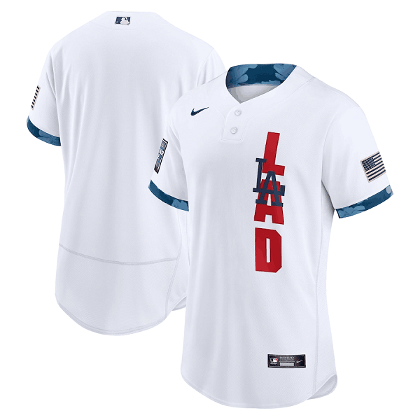 Los Angeles Dodgers Team 2021 White All-Star Flex Base Stitched Jersey Los Angeles Dodgers Team 2021 White All-Star Flex Base Stitched Jersey