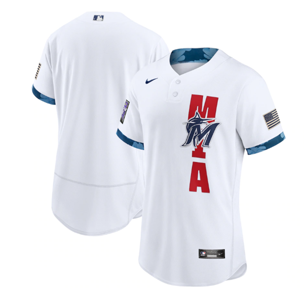 Miami Marlins Team 2021 White All-Star Flex Base Stitched Jersey