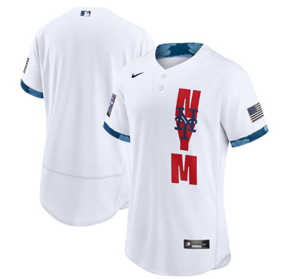 New York Mets Team 2021 White All-Star Flex Base Stitched Jersey